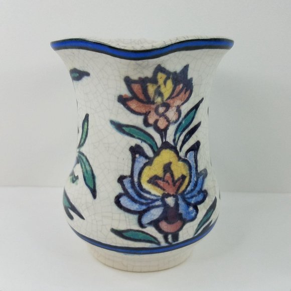 Pottery Barn Creamer Pitcher Vase Iznik Stoneware Turkish Crackleware 5" - Picture 3 of 7